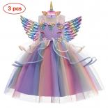 New Elsa Unicorn Dress For Girls Embroidery Ball Gown Baby Girl Princess Birthday Dresses For Party Costumes Children Cl