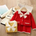 New Girls' Fashionable Dress  Cute Red First Year Dress Christmas Party Clothes 2 8 Year Old Autumn Clothes