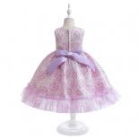 Flowers Princess Girl Dress Wedding Birthday Party For Children Costume Bow Prom Ball Gown Elegant  Evening Bridesmaid V