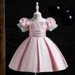 Toddler Girl Fluffy Princess Dress Retro Dinner Evening Prom Gown Baby Kids Birthday Party Clothes Puff Sleeve Clothes V