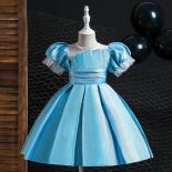 Toddler Girl Fluffy Princess Dress Retro Dinner Evening Prom Gown Baby Kids Birthday Party Clothes Puff Sleeve Clothes V