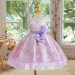 Flowers Princess Girl Dress Wedding Birthday Party For Children Costume Bow Prom Ball Gown Elegant Evening Bridesmaid Ve