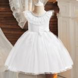 Flower Girls Kids Wedding Party Dress For Baby Birthday Princess Clothes Bridesmaids Gown Formal Occasion Evening Prom V