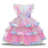 Colorful Princess Girl Dress Wedding Birthday Party For Children Costume Prom Ball Gown Elegant Party Formal Evening Ves