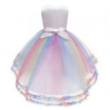 Colorful Christmas Kids Unicorn Dress For Baby Girl Children Costume Cosplay Party Clothes Flower Princess Vestidos 3 12