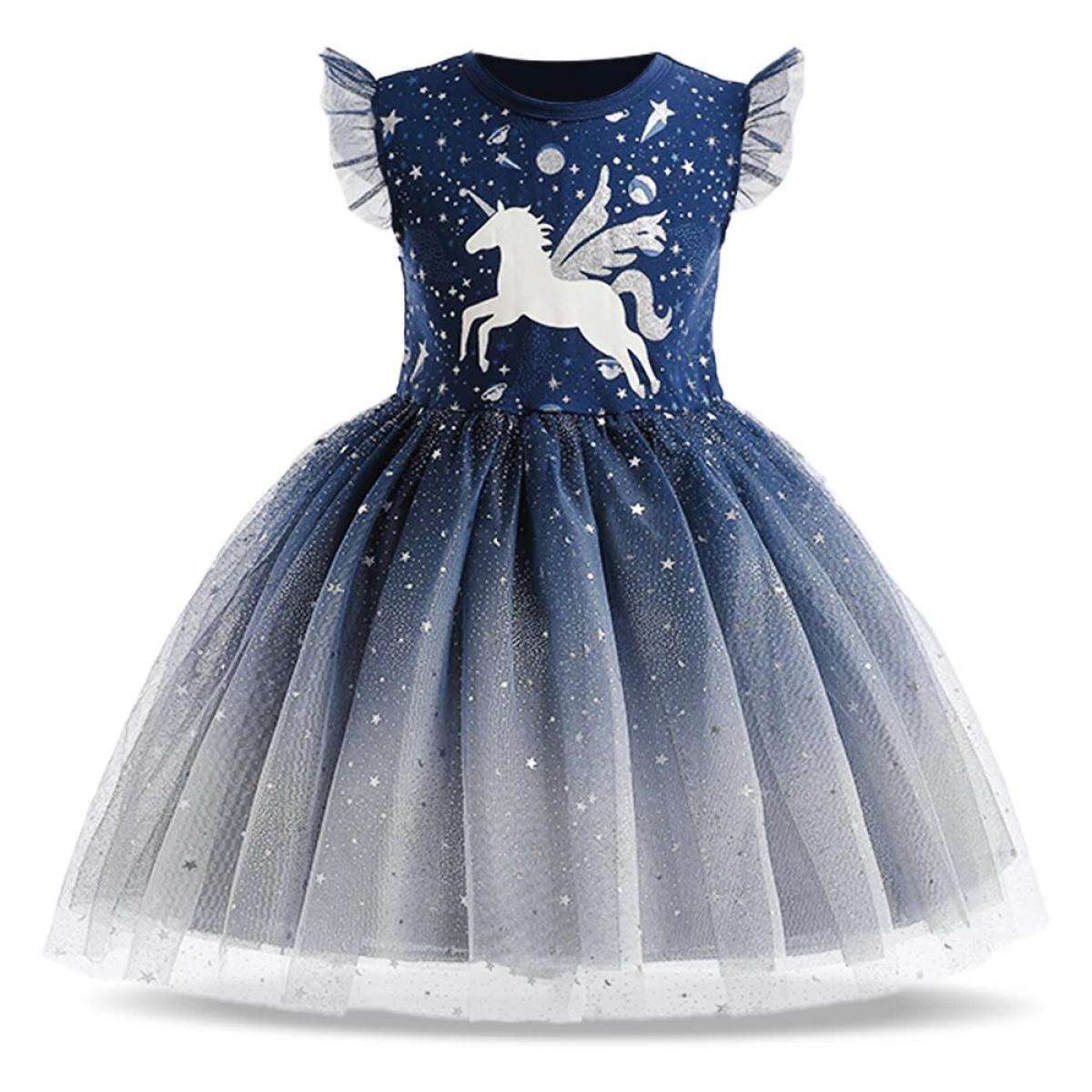Elegnt Girl Summer Party Princess Dress Kids Star Horse Evening Costume Baby Birthday Cake Tulle Clothes Vestidos Casual