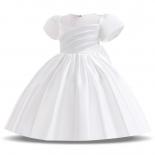 Elegant Girl Little Bridesmaid Clothes Evening Dresses Kids  Children Costume Princess Vestido Flower Clothing White Pin