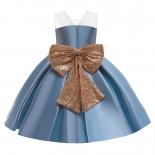 Summer Princess Vintage Prom Costume Kids Party Clothes Fo Girl Children Gold Bow Vestido Girls Sequin Dress Elegant 6 8