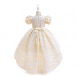Flower Trailing Girls Princess Dresses For Kids Tutu Ball Gown Baby Clothes Children Wedding Party Formal Evening Prom V