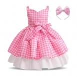 Movie Costume For Kids Girls Cosplay Pink Plaid Dress Halloween Pink Girl Dress Up Carnival Party Clothes For 3 10t