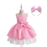 2023 New Movie Girls Pink Costumes Cosplay Clothes Children Pink Halloween Carnival Kids Party Wear For 3 10 Years
