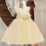 Girls Dress Princess Party Clothes Flower Elegant Wedding Gown Crystal Birthday Kids Formal Occasion Baby Children Vesti