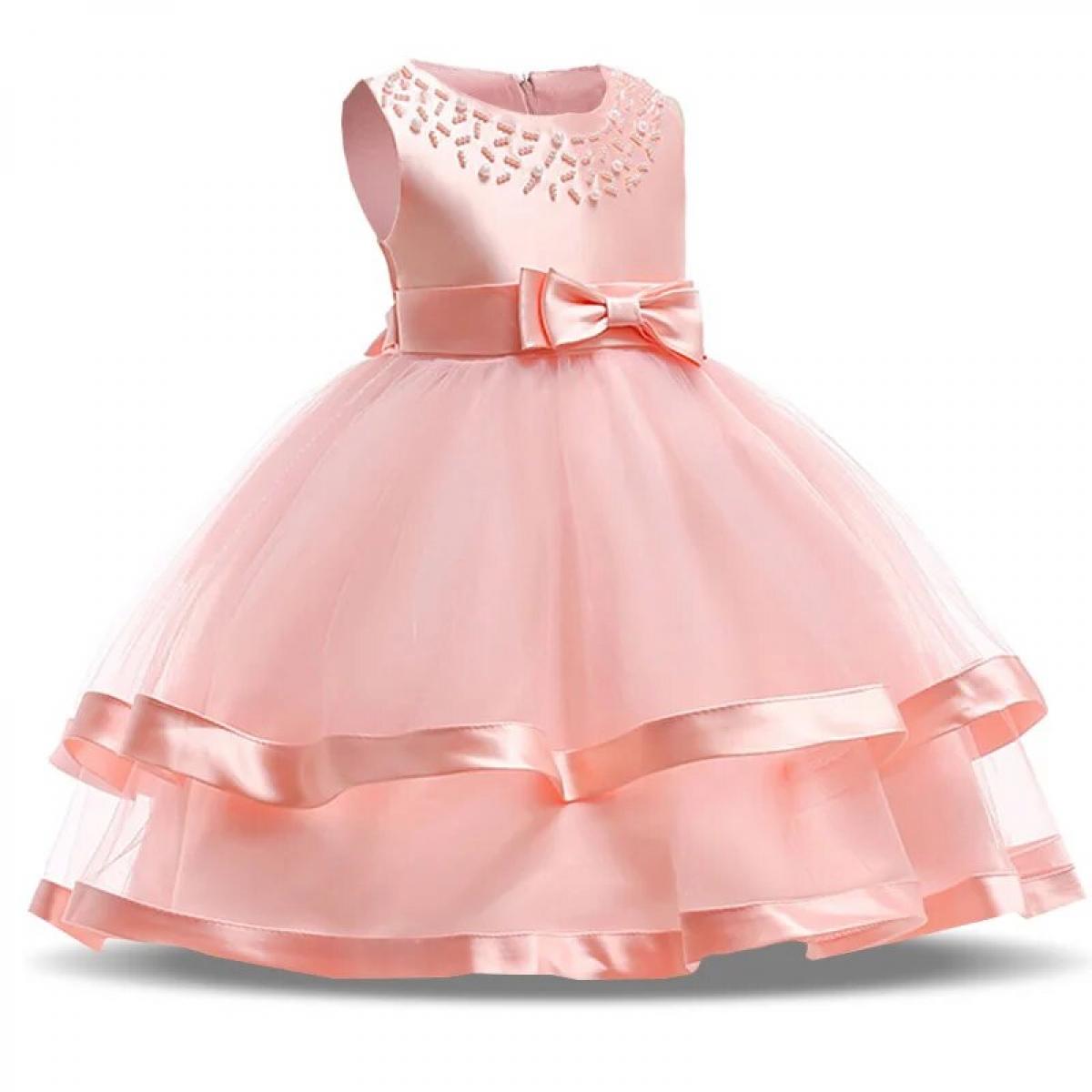 Baby Girl Formal Dress Kids Ceremonies Party Princess Bridesmaid Wedding Beaded Sleeveless For Children Clothes Evening 