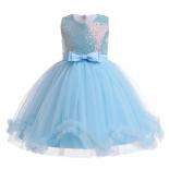 Elegant Princess Dresses For 3 10 Yrs Girls Sequin Birthday Tutu Gown Kids Summer Tulle Clothes Children Party Costume V