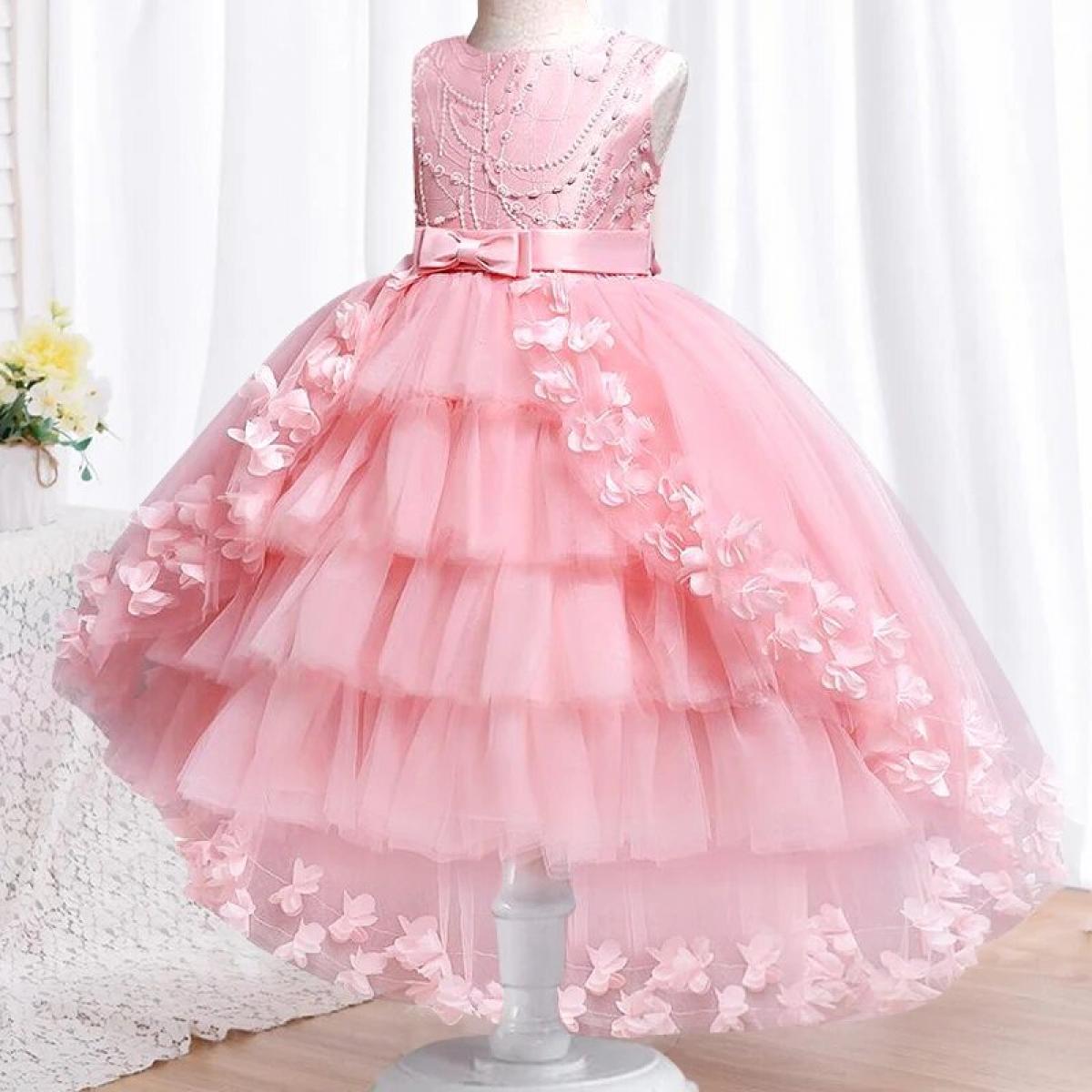 Formal menina princesa festa arrastando vestido crianças baile de formatura roupas pequenas dama de honra vestido de baile casam