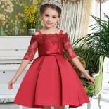 Flower Girl Dress Children's Clothing Kids Elegant Lace Hollow Shoulderless Clothes Child Party Costumes Baby Costume 8 