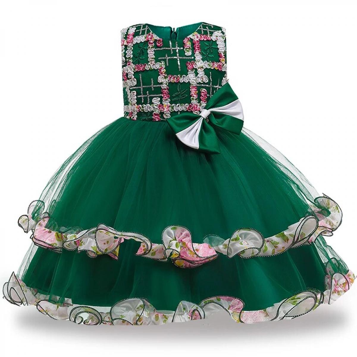 Summer Pageant Kids Petal Dress For Girl Children Costume Party Bow Princess Dresses Girls Vestido Baby Sleeveless 8 10 