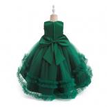 Christmas Princess Girl Dress Wedding Birthday Party Children Costume With Bow Prom Ball Gown Elegant Party Evening  Ves