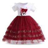 Summer Dress For Girl Sequin Red Deer Clothes Kids Baby Half Sleeve Birthday Princess Costume Evening Party Vestido Casu