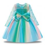 Long Sleeve Kids Colorful Dresses For Girls Children Costumes Girl Party Tutu Dress Lace Wedding Princess Dress Birthday