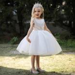 Summer Girl Dress Birthday Party Princess Solid Beading Children Gown Flower Kids Wedding Tutu Fluffy Clothes Evening Ve