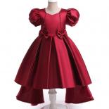 Princess Party Vintage Trailing Girls Dress For Kids Children Costume Short Sleeve Clothes Birthday Wedding Gown Formal 