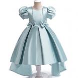 Princess Party Vintage Trailing Girls Dress For Kids Children Costume Short Sleeve Clothes Birthday Wedding Gown Formal 