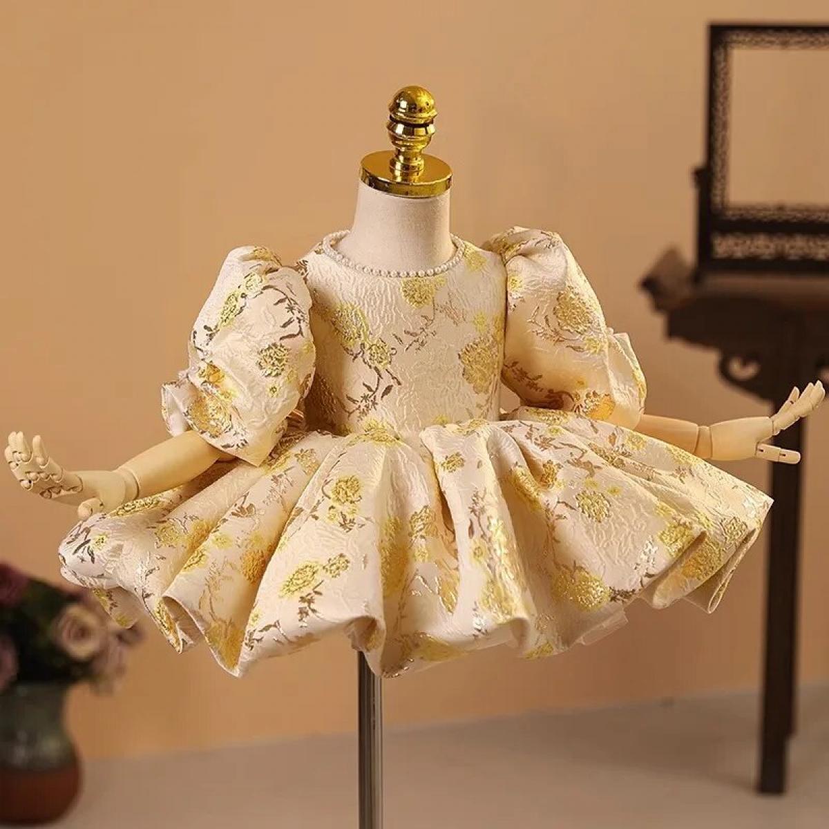 Gorgeous High End Dress Elegant Girl's First Birthday Party Prom Dress Custom Hand Embroidered Dress Formal Christmas Di