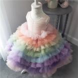 Vestido de lujo para niña, vestido de conejo rosa a la moda, vestido de princesa para fiesta de cumpleaños, vestido para niña de