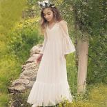 New 2 13t Girls' Dress Romantic Wedding Party Long Dress Girls' Lace Long Sleeve Birthday Party Solid Princess Dress