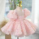 Girls' Dress High End Elegant Name Birthday Party Dress Pink Sweet Flower Girls' Wedding Piano Performance Dress  Girls 