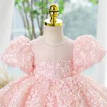 Vestido para niña de gama alta, vestido elegante con nombre para fiesta de cumpleaños, vestido rosa de flores dulces para niña, 