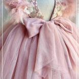 Pink Children's Flower Girl Dress Tulle Butterfly Attends Party Wedding Celebration Birthday First Communion Prom Dress