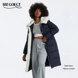 Miegofce 2023 Winter Collection Simple Long Coat  Hooded Windproof Jacket Women's Faux Fur Stitching Design Casual Parka