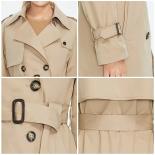 Miegofce 2023 New Spring Autumn Lapel Women Windbreaker Belt Long Jacket Double Breasted Women's Leisure Trench Coat F23