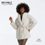Miegofce 2023 Winter Cotton Women's Jacket Long Sleeve V Neck Loose Coat  Casual Belt Hidden Buckle Parka Fancy Design D