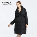 Miegofce 2023 Winter Fashion Loose Long Coat Women's Outerwear Concealed Buckle Belt Woman Jacket Lined Big Pockets Park