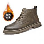 Mid Top Martin Boots Men's Genuine Leather 2023 New Winter British High Top Shoes Outdoor Desert Work Boots Retro Short 