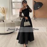A Line Black Prom Dresses Strapless 2022 Evening Dresses Elegant For Women Tea Length Wedding Guest Party Gowns فسات