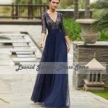 Deep V Neck Tulle Prom Dresses 2022 Elegant Blue Wedding Party Gowns فساتين حفلات Floor Length Chiffon Half S