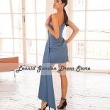 Blue Satin Prom Dresses One Shoulder Evening Dresses Simple Above Knee Elegant For Women Wedding Guest Party Gowns فس