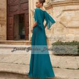 V Neck Green Prom Dresses A Line 2022 Evening Dresses Short Sleeves Wedding Guest Party Gowns فساتين حفلات De
