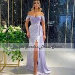 Purple 2022 Prom Dresses Mermaid Evening Dresses Side Split Wedding Party Gowns Off Shoulder V Nevk  Beaded Party Dresse