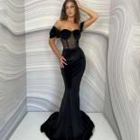 Black Velour 2022 Prom Dresses Off Shoulder Evening Dresses Dot Sweetheart Floor Length Wedding Guest Party Gowns فسا