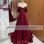 Off Shoulder Red 2022 Prom Dresses V Neck Evening Dresses Wedding Guest Party Gowns فساتين السهرة Floor Leng