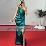 Green 2022 Satin Prom Dresses Mermaid Evening Dresses Side Split Simple Floor Length Wedding Guest Party Gowns Evening D