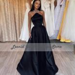Black 2022 Evening Dresses Halter Party Dresses Floor Length Sleeveless Aline Elegant Women Wedding Party Gowns فستا