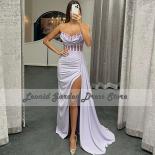 Satin Swetheart Evening Dress Mermaid Party Dresses Sleeveless Beaded Long Side Split Floor Length Party Gowns Robes De 
