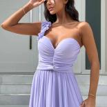 Bowith Lavender Party Dresses One Shoulder Evening Gown Pleats Formal Evening Dress For Women Elegant New Year Christmas