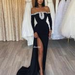 Bowith Pearls Evening Party Dress For Women Long Sleeve Mermaid Evening Dress 2022 Formal Occasion Dress Vestidos De Fie